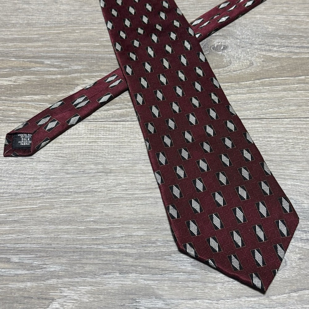 Neo Bill Blass Handmade Luxury 100% Silk Neck Tie for Men 58"L 4"W Red Black Sil